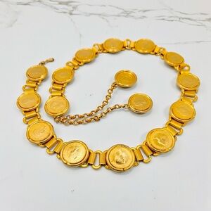 Vintage 1960’s Gold Tone Queen Elizabeth II and King George VI Coin Link Belt